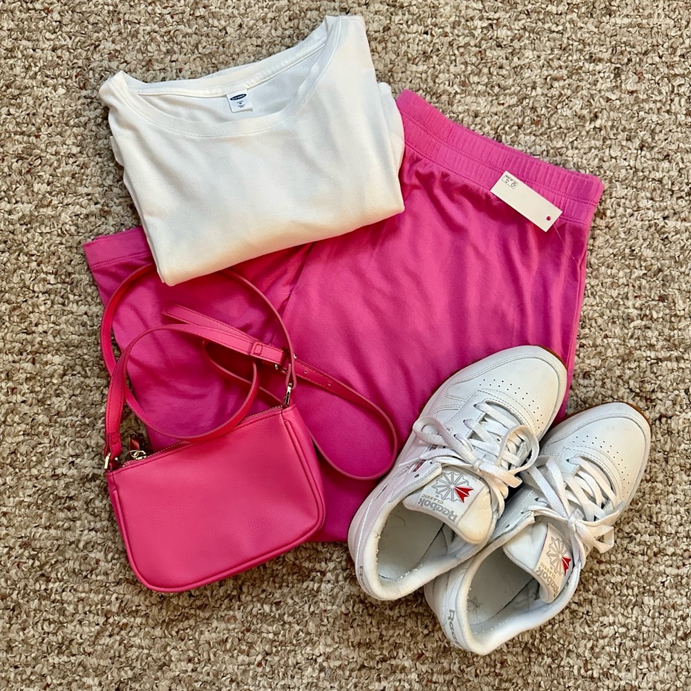 Pink Jersey Midi Skirt